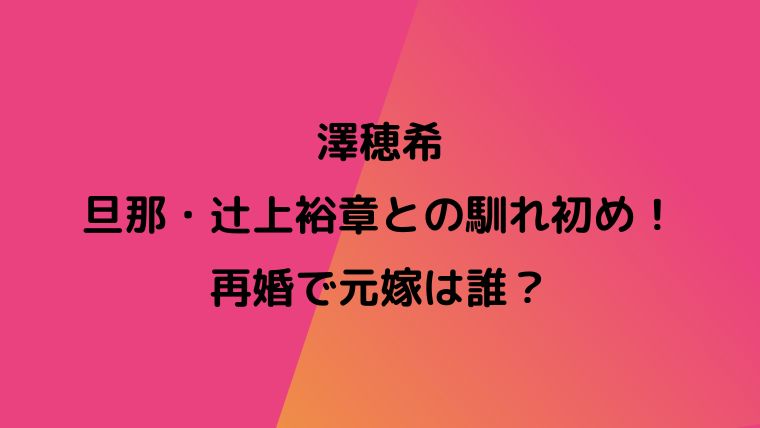 澤穂希の旦那辻上裕章との馴れ初め 再婚で元嫁は誰 イケメンと話題 カナコの虹色ブログ